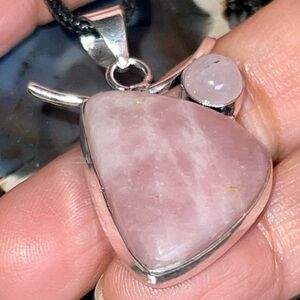 Dainty Light Color Kunzite & Rose Quartz Pendant 1 1/2”
